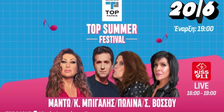 Πωλίνα, Βόσσου, Μπίγαλης και Μαντώ στο Top Parks το Σάββατο με ελεύθερη είσοδο